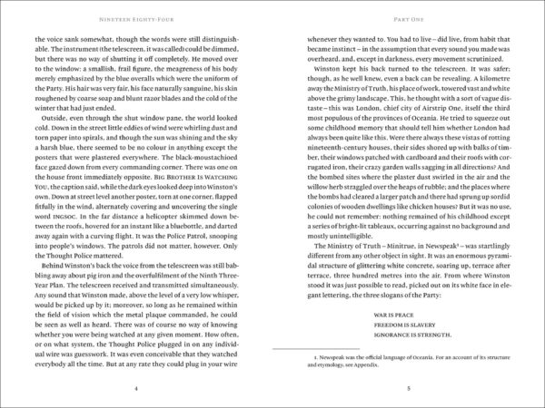 Nineteen Eighty-Four pp. 4 and 5, the second and third pages from Chapter 1.